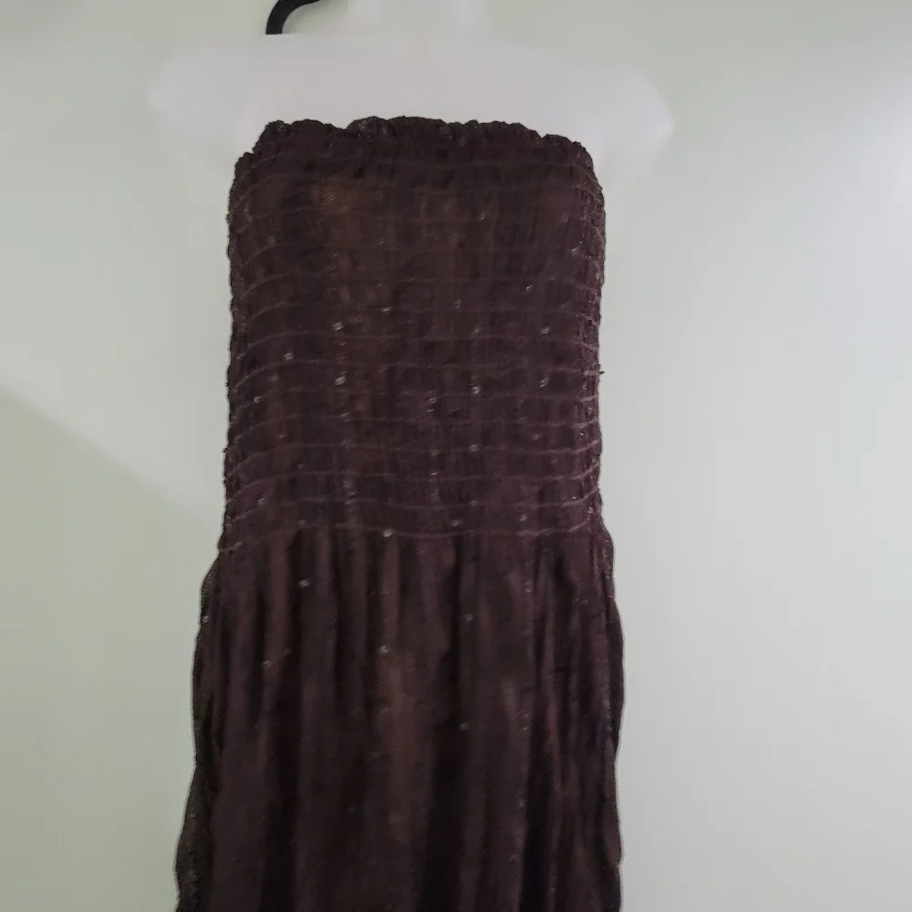 ROMEO & Juliette Couture Seersucker lined crackle maxi dress gown strapless - Picture 5 of 12